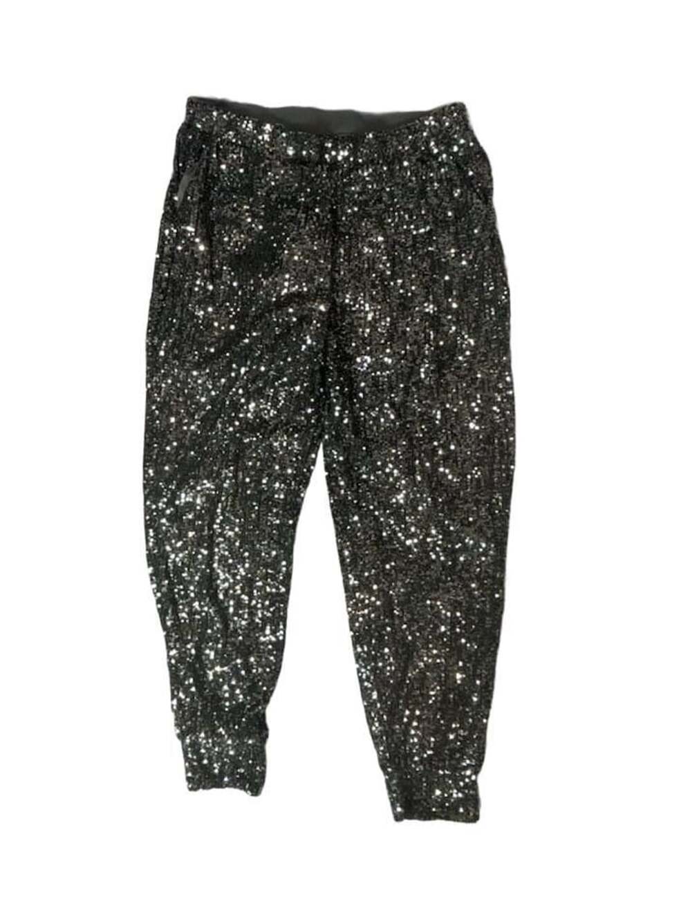Cable & Gauge SEQUIN charcoal/silver MID WAIST TROUSERS PANTS
